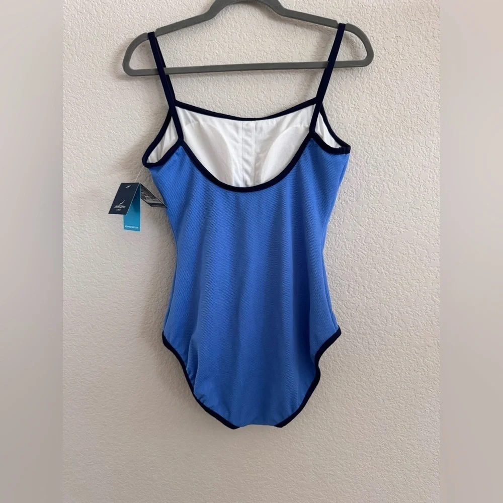 Jantzen One Piece Swimsuit Blue Removable Soft Cup Size 16